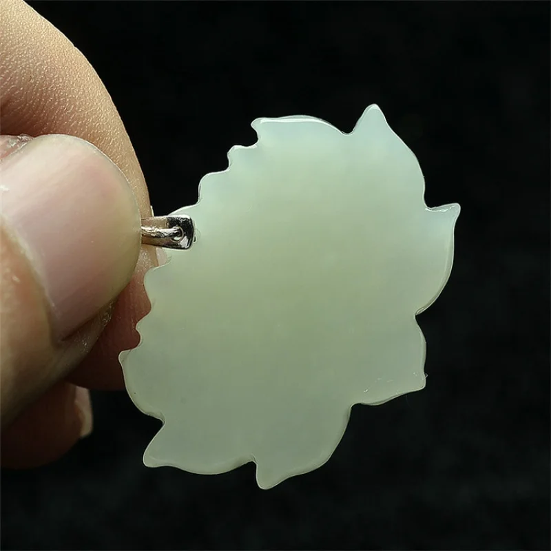 Nanyang Factory Direct Supply Jade Jadeware Natural Hetian Jade Women's White Jade Lotus Pendant