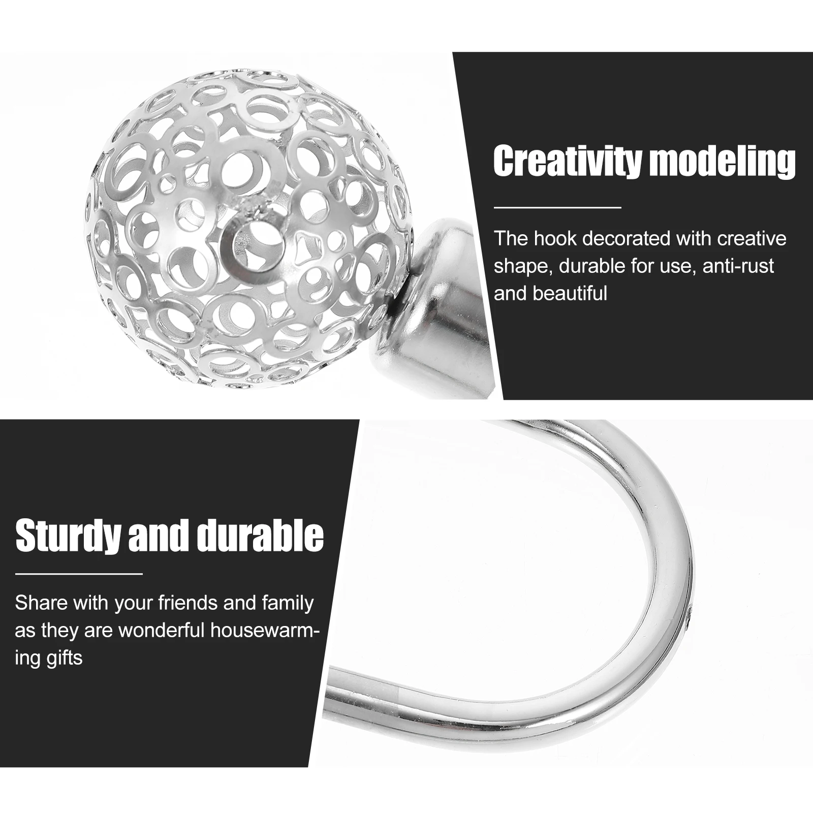 

Curtain Hook Holders Tieback Drapery Decorative Iron U shaped Wall Mounted Hardware Durability Anti rust Beautiful