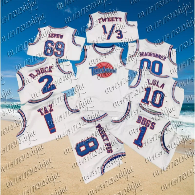 Trillest Space Jam Bugs 1 Lola 10 Murray 22 TAZ D.Duck 2 White Tune Squad كرة السلة جيرسي للرجال لملابس حفلات الهالوين
