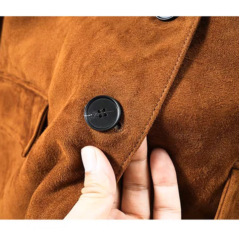 Kid Suede Jas voor Vrouwen High Sense Losse Oversized Echt Lederen Pak Blazer Vrouwelijke Casual Jas Streetwear Single Breasted