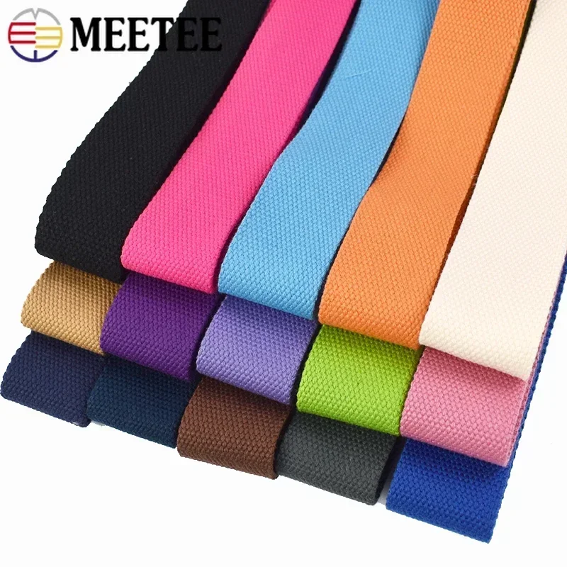 8Meters Meetee 38mm Canvas Webbings Ribbon 2mm Thick Polyester Cotton Webbing Strap Belt DIY Bag Garment Sewing Accessories