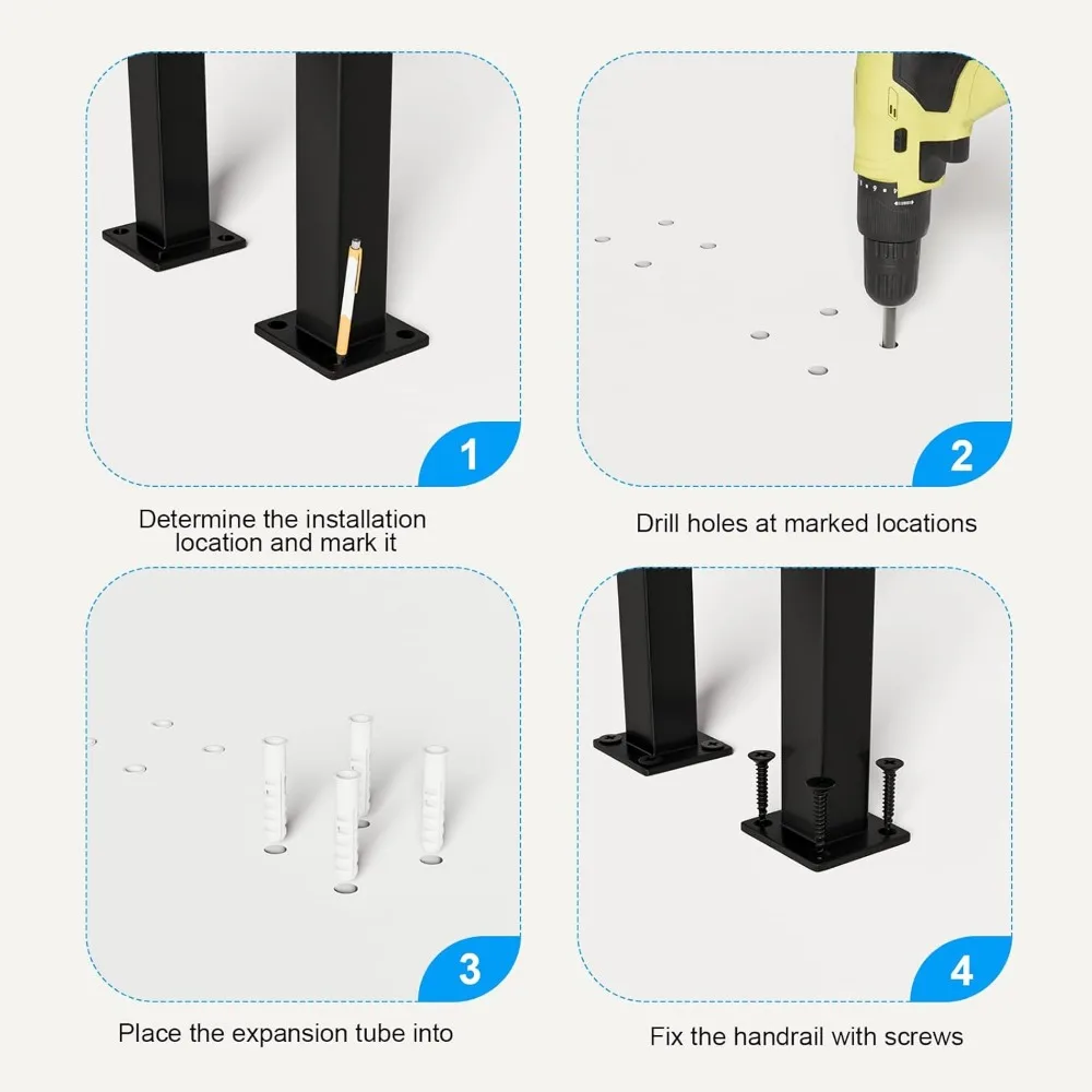 درابزين حديث من الحديد المطاوع باللون الأسود غير اللامع على شكل حرف U للسلالم الداخلية والخطوات الخارجية مع تصميم S Scroll #5