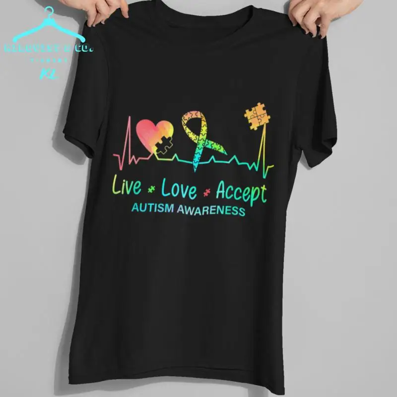 

Live Love Accept Autism Month Tie Dye Kids Black T Shirt
