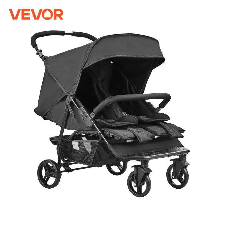 VEVOR Double Stroller Side x Side Foldable Lightweight Twin Stroller with Tandem Seating Adjustable Footrest for Newborn Toddler