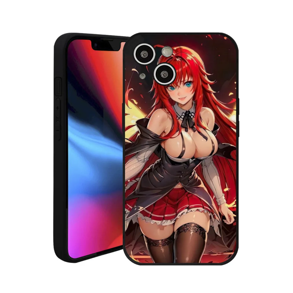 Phone Case For iPhone 15 Pro Max Plus Soft  Silicone Cover Anime swimsuit girl