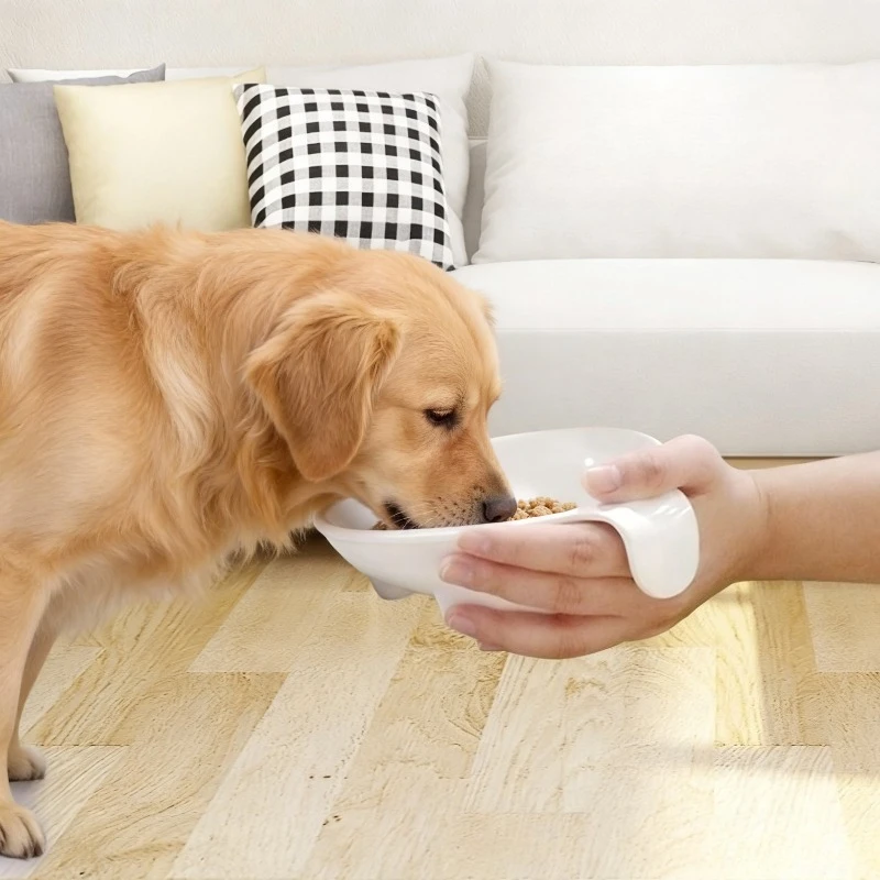 

Portable Handheld Pet Feeding Bowl Assisted Eating Dish for Elderly Sick Disabled Dogs Slow Feeding Design Anti Choke Comfort