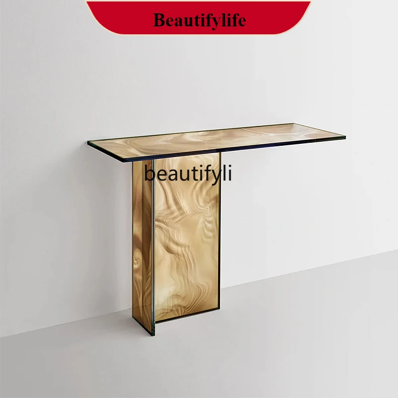 

Italian Color Coffee Table Light Luxury Minimalist Creative Art Flowing Color Side Table Glass Coffee Table G1218