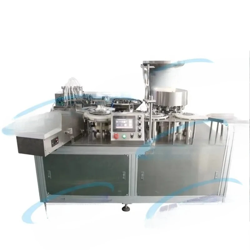

Automatic 10 Ml Vial Bottle Filler,rub Stopper Feeder,presser With The 20 Mm Flip Off Cover Crimping Machine