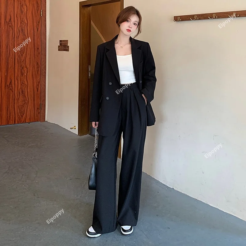 Loose Women's Clothing, Black and Thin Suit Suit, Women's Autumn 2024 New Model, Suitable for Pear-shaped Body and Slightly