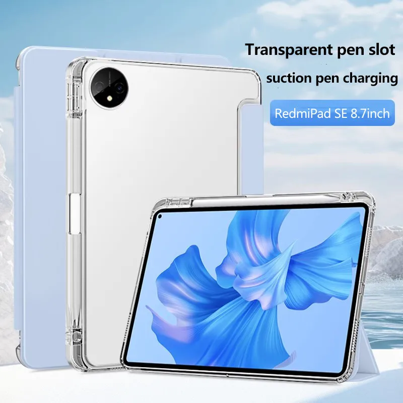 

Чехол Transprent из ТПУ для Xiaomi Redmi Pad SE, 4G, 8,7 дюйма, трехскладная подставка, чехол с держателем для карандашей