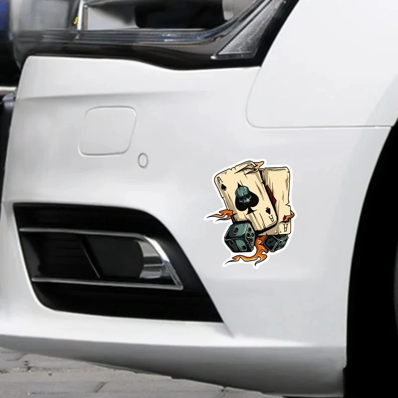PVC Funny Car Sticker Retro Poker Joker Skeleton Spades Ace Anime Decal Decor for RV Auto Motocross Racing Laptop Trunk Wall view 3