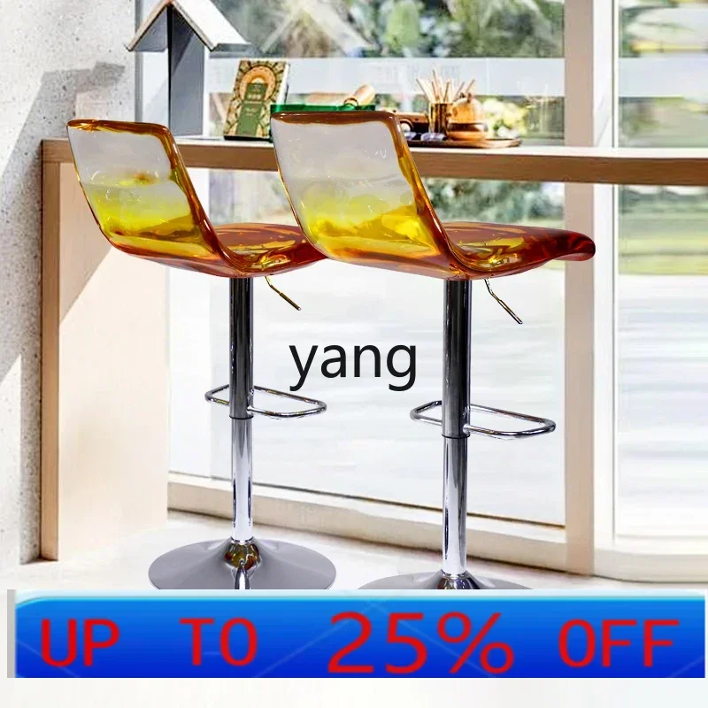 

LMM transparent resin bar chair modern simple household can lift high bar metal feet