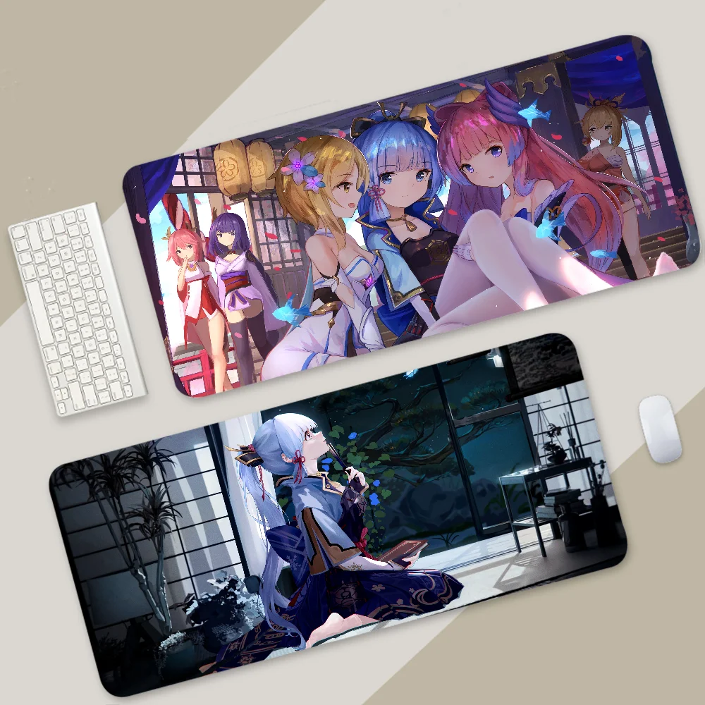 Kamisato Ayaka Genshin Impact Mousepad Large Gaming Mouse Pad LockEdge Thickened Computer Keyboard Table Desk Mat