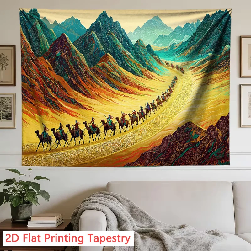 Epic Mountain Landscape Tapestry Wall Hanging Boho Mural Art for Living Room Decor Bohemian Style Travel Journey Ethnic Print