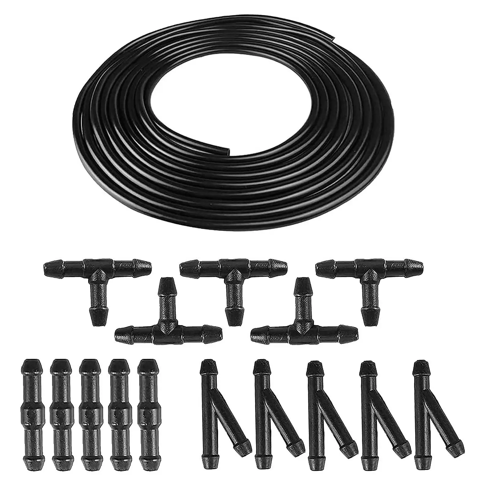 Universal Windshield Washer Nozzle Fluid Hose Kit with Hose Connectors for Most of Car Washer (6M + 15Pcs Connectors)