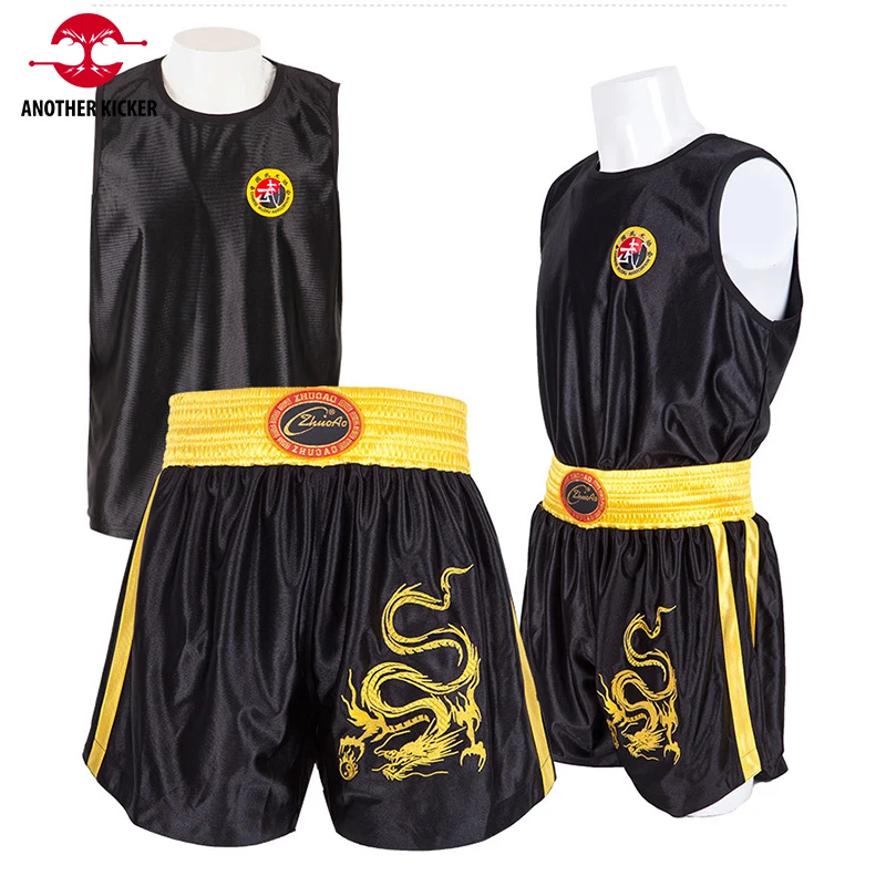 Ensemble de Shorts de boxe pour hommes, femmes et enfants, Muay Thai short t-shirt gilet Sanda BJJ Arts martiaux combat Kickboxing