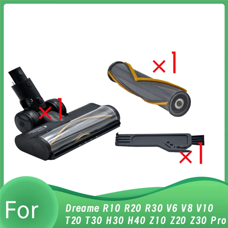 A88X 3Pcs For Dreame R10 R20 R30 T30 Vacuum Electric Floor Brush Attachment Soft Floor Brush Head With Led Dust Light