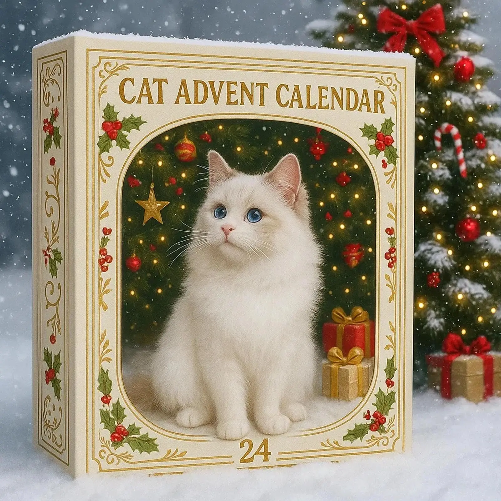 

Advent Calendar Christmas Countdown Calendar 2D Acrylic Cute Cat Calendar Artistic Holiday Ornament for Christmas Cat Lovers