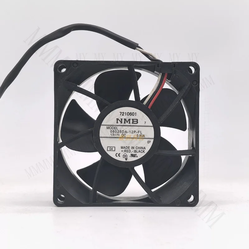 TT  1PCS NMB 08025DA-12P-FL 12V DC 0.80A 3-wire chassis cooling fan