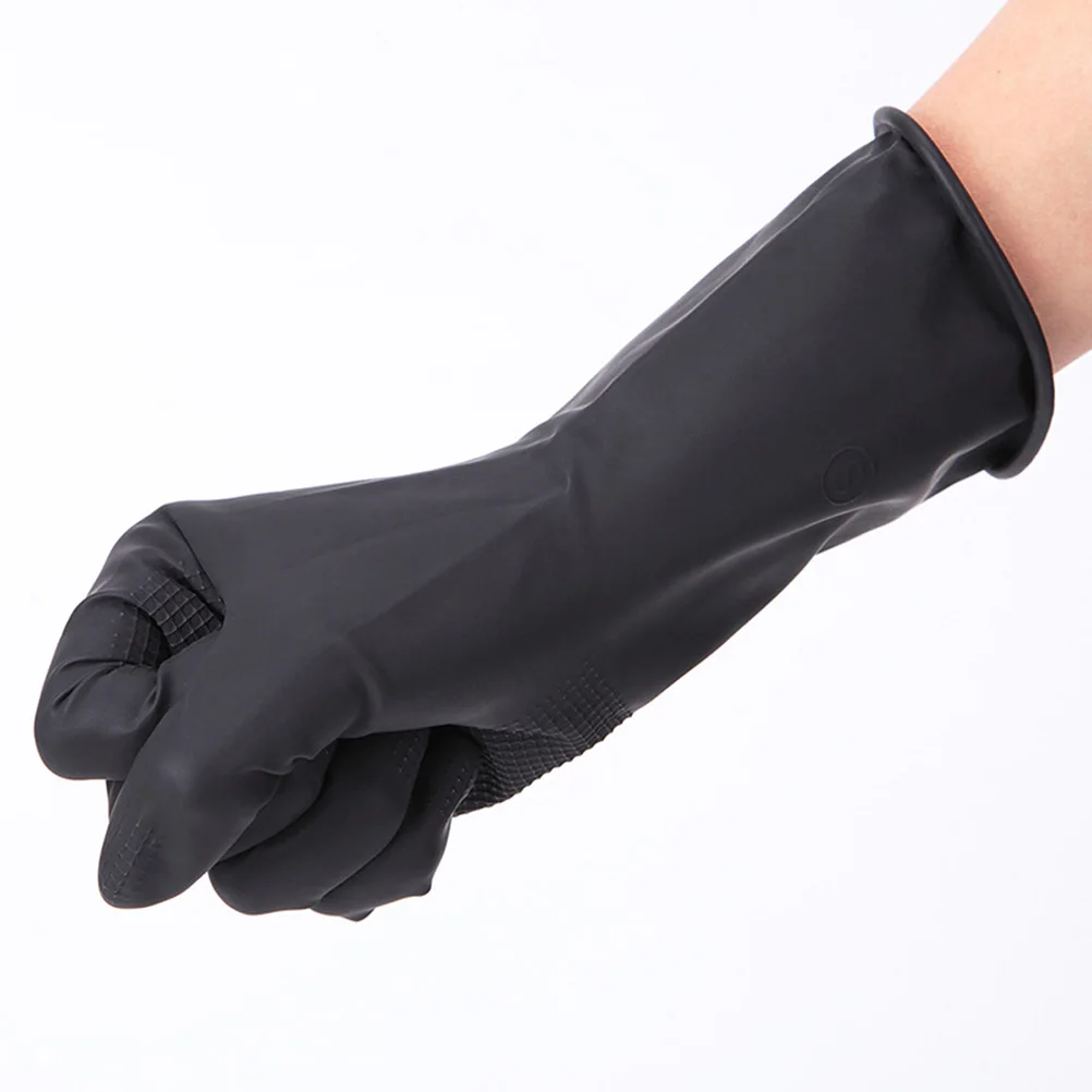 

3 Pairs Latex Gloves Washing Rubber Black Kitchen Dishwashing Hair Dye Household