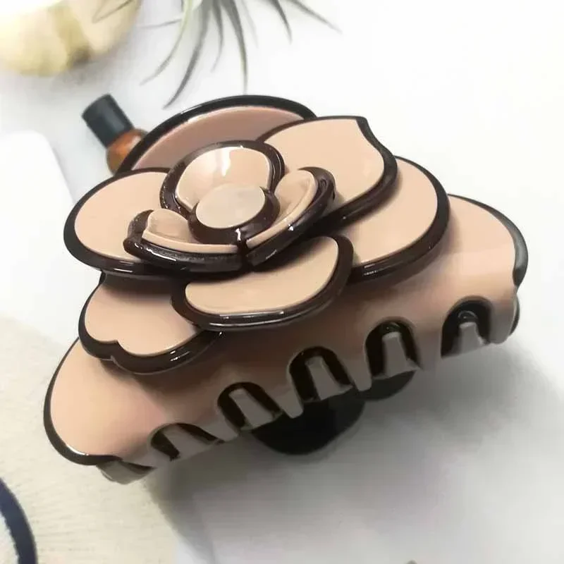Creative Birthday Gift Jewelry Acrylic Camellia Flower Hair Claw Clip Handmade Fashion Hairpin For Women Girls Hair Accessories