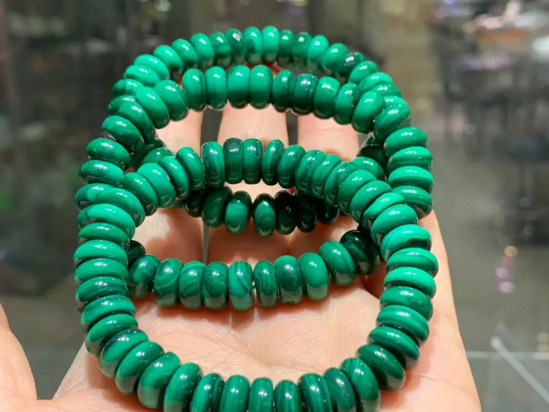 

Natural Green Malachite Chrysocolla Bracelet 10mm Abacus Beads Eye Malachite Healing Stone For Woman Men AAAAAA