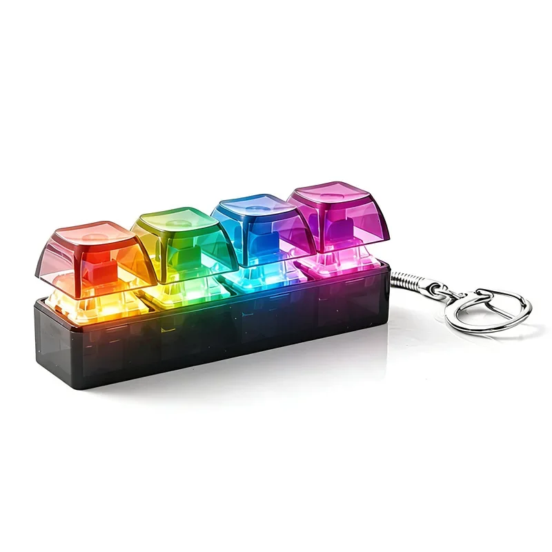 4-toetsen toetsenbord fidget toy LED kristallen keycap sleutelhanger stressverlichter vingertop gadget decompressie speelgoed clicker fidget toy