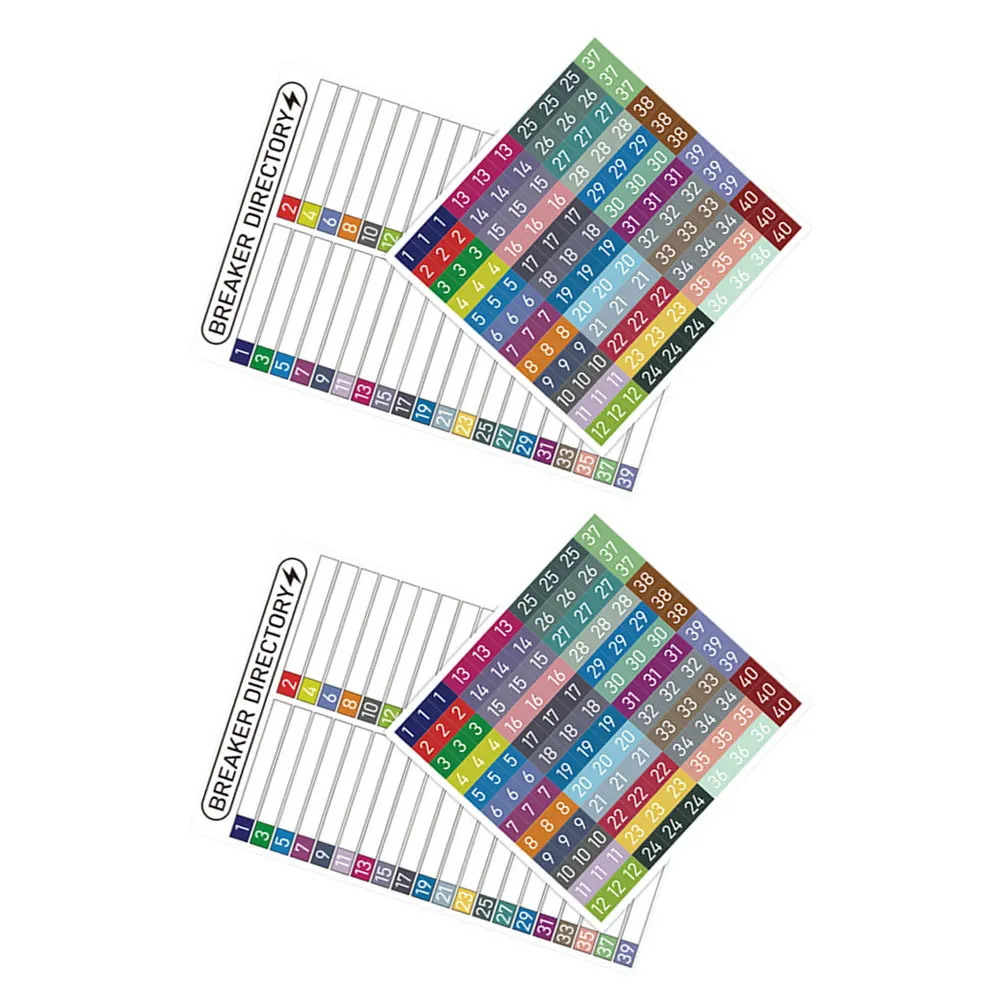 

2-Set Electrical Box Labels Waterproof PVC Self-Adhesive Breaker Panel Numbered Stickers for Load Center Identification