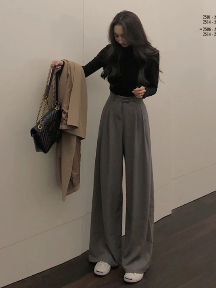 بنطال ذو قصة أرجل واسعة Y2K جلد نسائي شتوي حراري فضفاض قوطي ملابس نوم مبطنة بالصوف وشاحات ثقيلة الوزن بطبقات مزدوجة