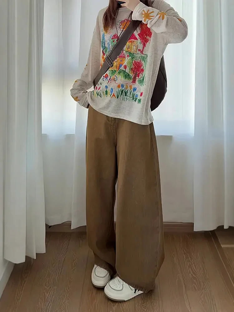 

Мужские джинсы в стиле ретро, свободные широкие брюки с высокой талией, из хлопка, винтажные, прямого кроя, прочные, удобные, на каждый день...