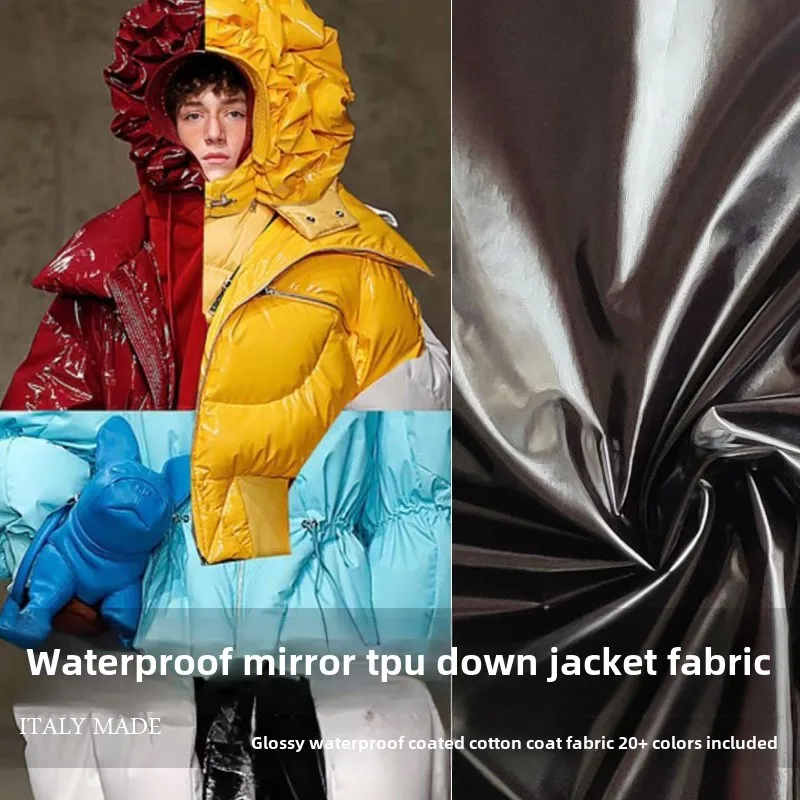 Hoogglans reflecterende spiegel donsjack stof winter anti fluwelen waterdichte kleding bovenkleding broodjas doek voor doe-het-zelf naaien
