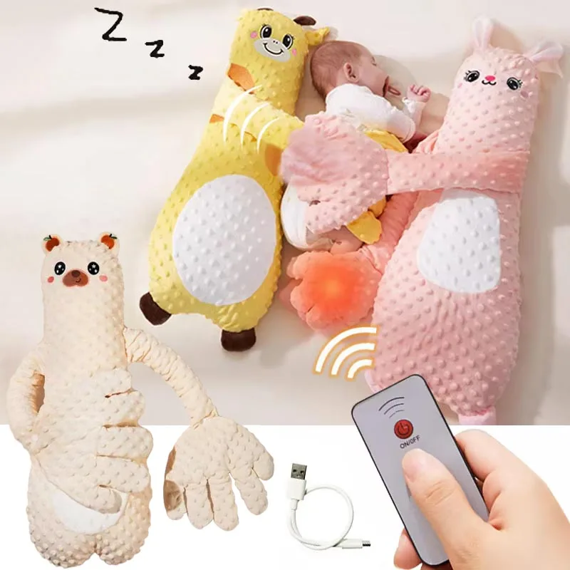 Baby-Schlafkissen mit beruhigender Palmen-Fernbedienung, elektrisches Baby-Handkissen, beruhigende Puppe, Palmenkissen für Kleinkinder