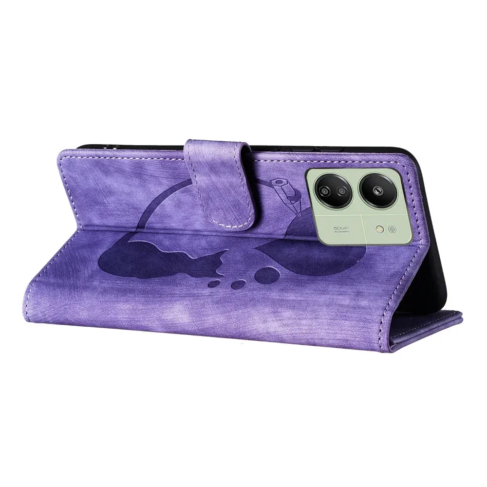 Etui na telefon Funda Redmi 15C Note 15 Flip do Xiaomi Redmi Note 15 Pro Plus 5G, urocze etui portfel ze skóry z motywem kota i motyla, tylna obudowa dla kobiet — zdjęcie produktu 4