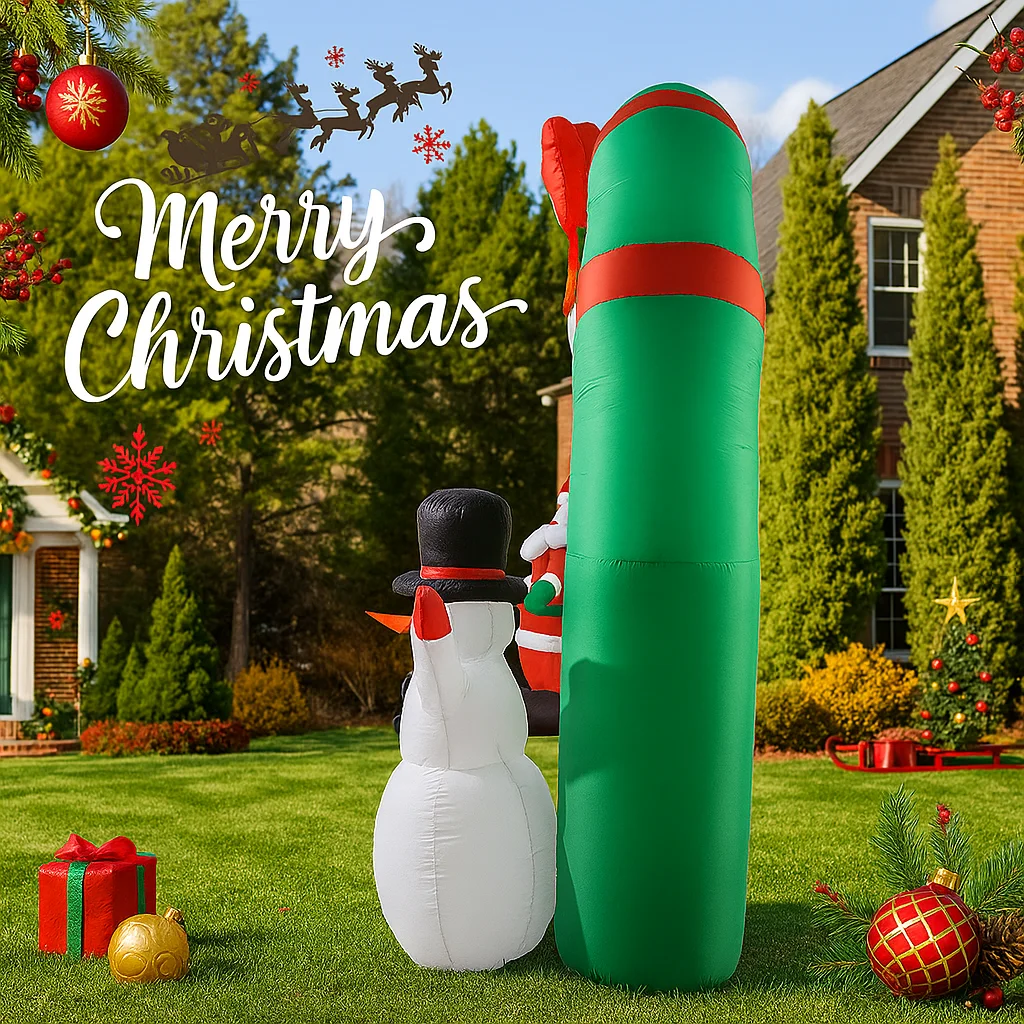 Arco inflable de decoración de patio con luz LED de 10,2 pies, Papá Noel, muñeco de nieve, juguete, suministros de Navidad, adornos para el hogar, regalo de vacaciones de Navidad