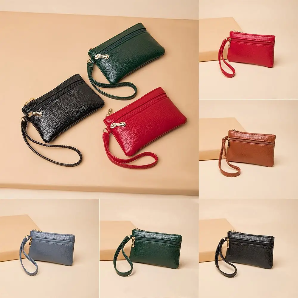 

Simple Korean Style Lichee Pattern Zipper Coin Purse Wallet Coin Purse Small Item Bag PU Solid Color Women
