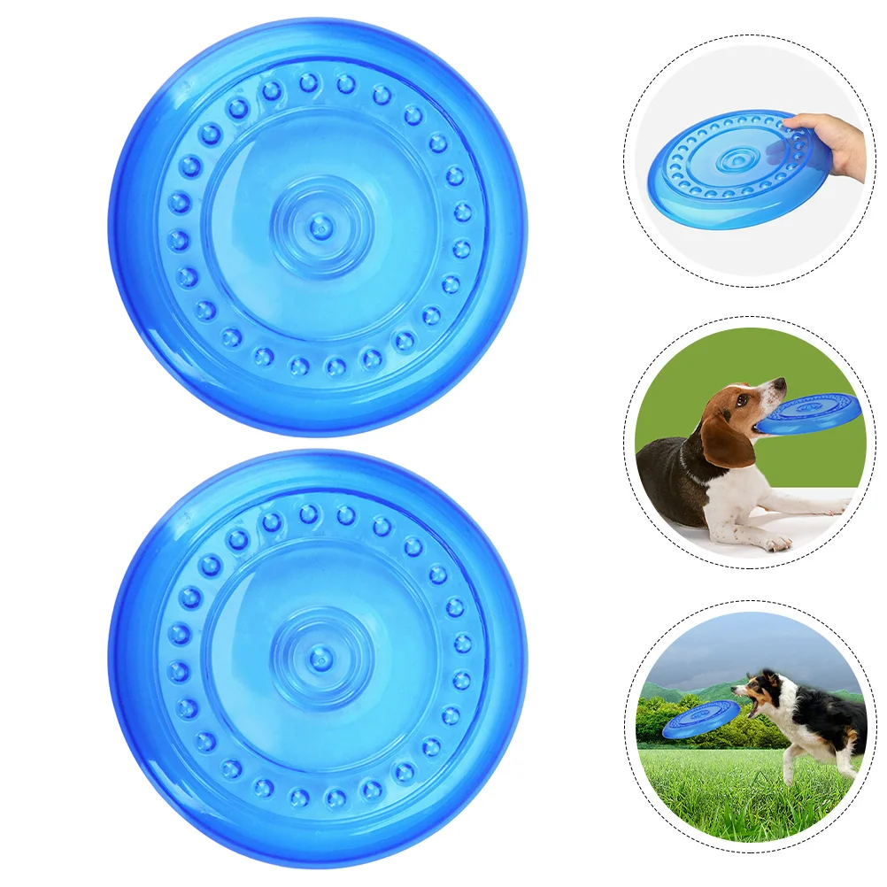 

2Pcs Dog Flying Disc Washable Soft Interactive Plaything Cartoon Shape for Small Dogs Blue Dog Toy Flying Disc Toy