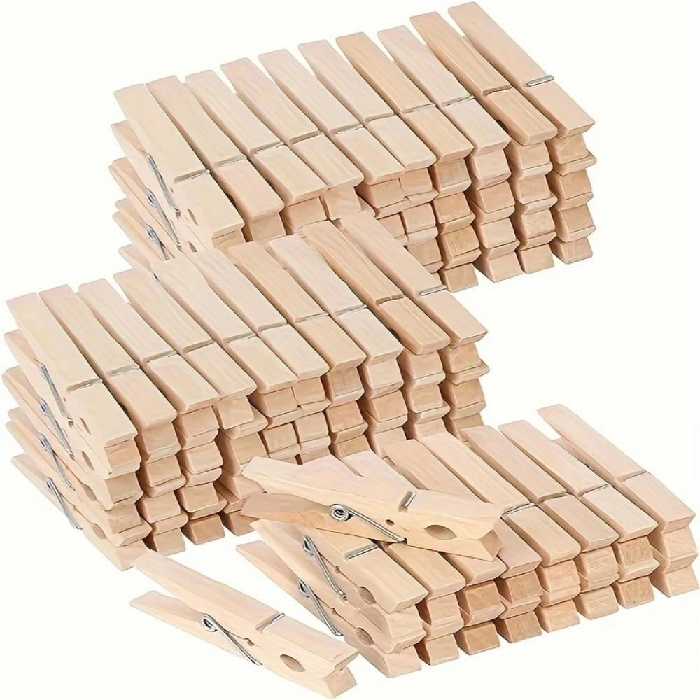 50pcs Clothes Pins Wooden Clothespins  Heavy Duty Wood Clips for Hanging Clothes Pictures Outdoor