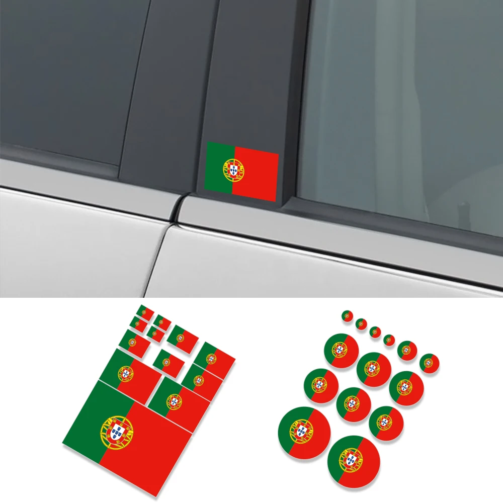 Car Sticker Creative Portugal Flag Circular Square Flag Series Stickers Car Body Windows Personalized Decor Exterior Accessories