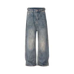 Y2k High Street Washed Blue Baggy Jeans for Men Straight Ropa Hombre Wide Leg Casual Denim Trousers Oversize Loose Cargo Pants