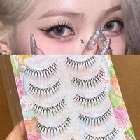 5 Pairs K-POP U-shaped Dense False Eyelashes Natural Cross Comic Eye Lash Extension Cosmetics Reusable Korean Eye Makeup Beauty