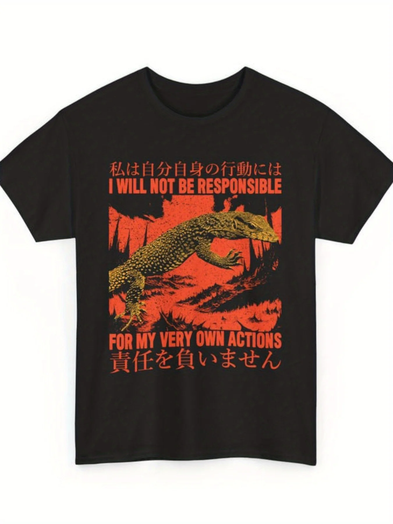 I Cannot Be Held Accountable for My Own Actions. Lizard T-Shirt.Jpg. Available in The Same Design for Both Men And Women, This Is a Pure Short-Sleeved Printed T-Shirt, 220G, Perfect for Summer 2025