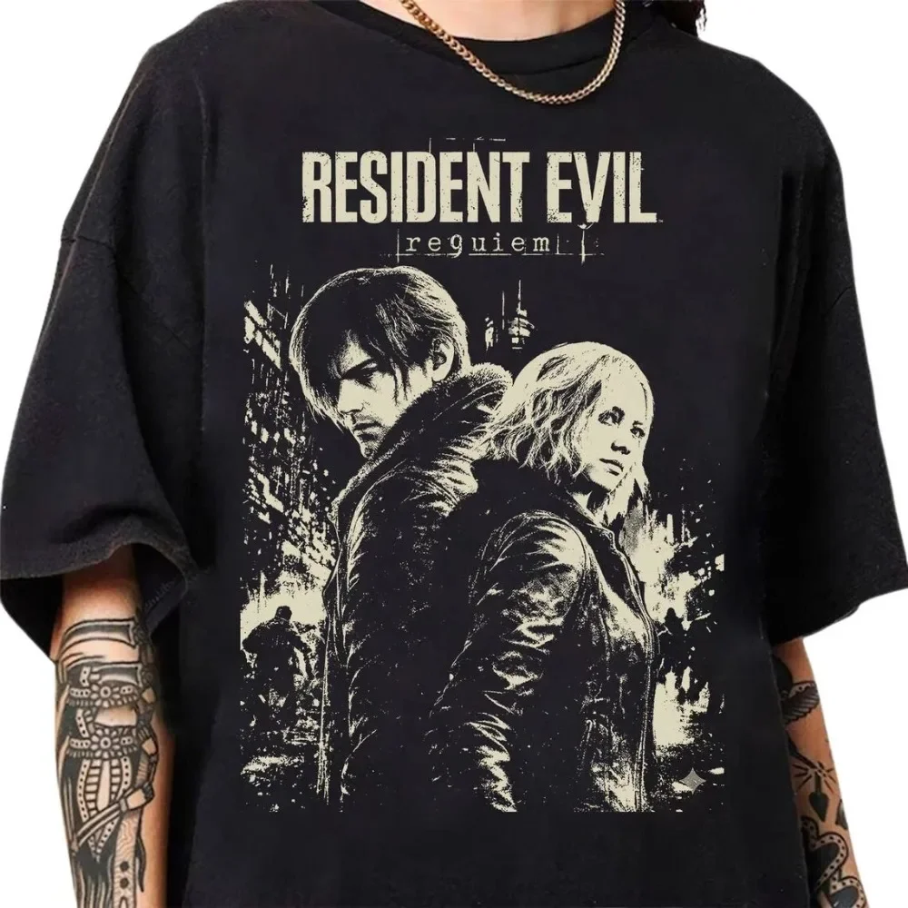 Retro Resident Evil Requiem T-shirt, Resident Evil Game T-shirt, Summer New Retro Unisex Casual Fashion T-shirt