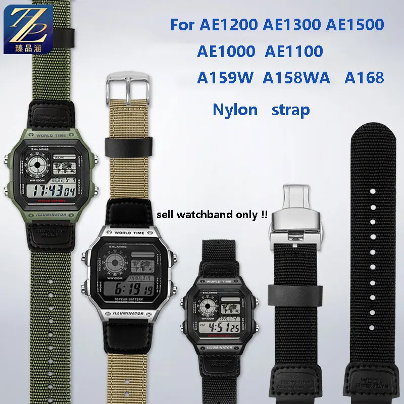 For Casio AE1200/1500 AE1300 AE1100 A158/A159 W-218H series modified nylon canvas watch strap men's wristband 18mm