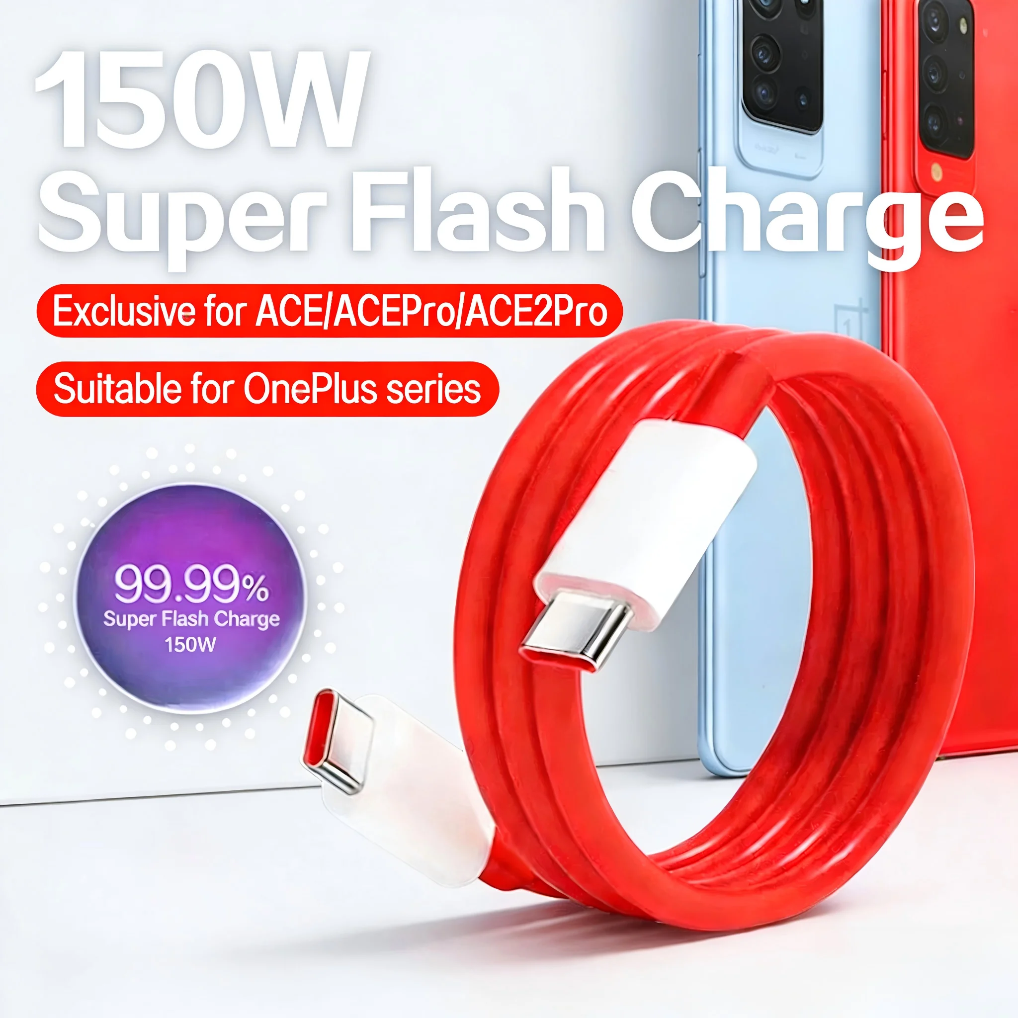 Para oneplus 13 12 11 cabo 150w 100 80 supervooc 2.0 warp usb tipo c cabo de carga rápida um plus 10t nord ce 5 4 10 ace 3