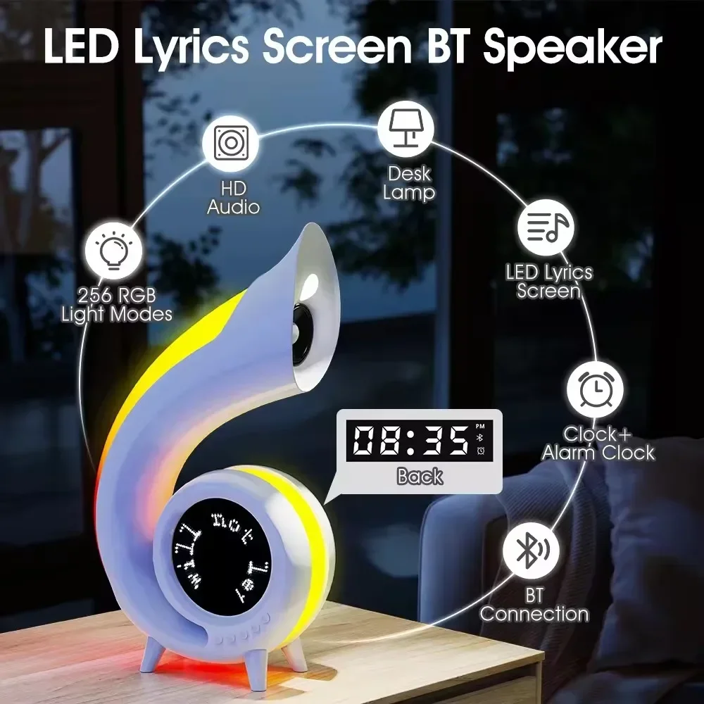 Bluetooth HD Audio Lantern Creative Desktop Light Speaker,Abyss Lamp,256 RGB Lighting Modes and Alarm Clock,support TF Card