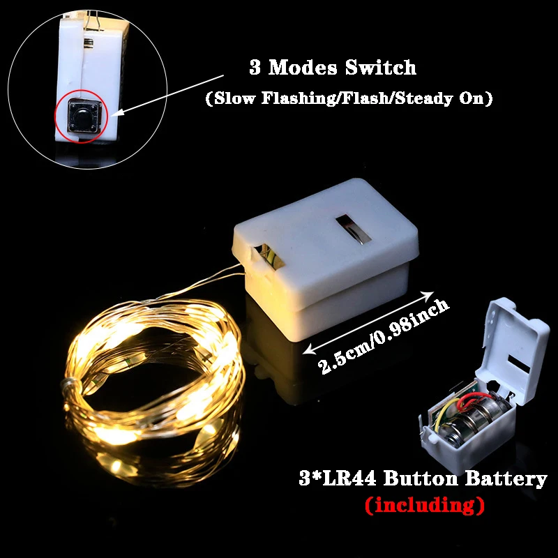 تشمل بطارية صغيرة الجنية LED سلسلة أسلاك نحاسية ضوء 3 طرق عيد الميلاد الزفاف جارلاند المنزل حفلة في الهواء الطلق حديقة الديكور