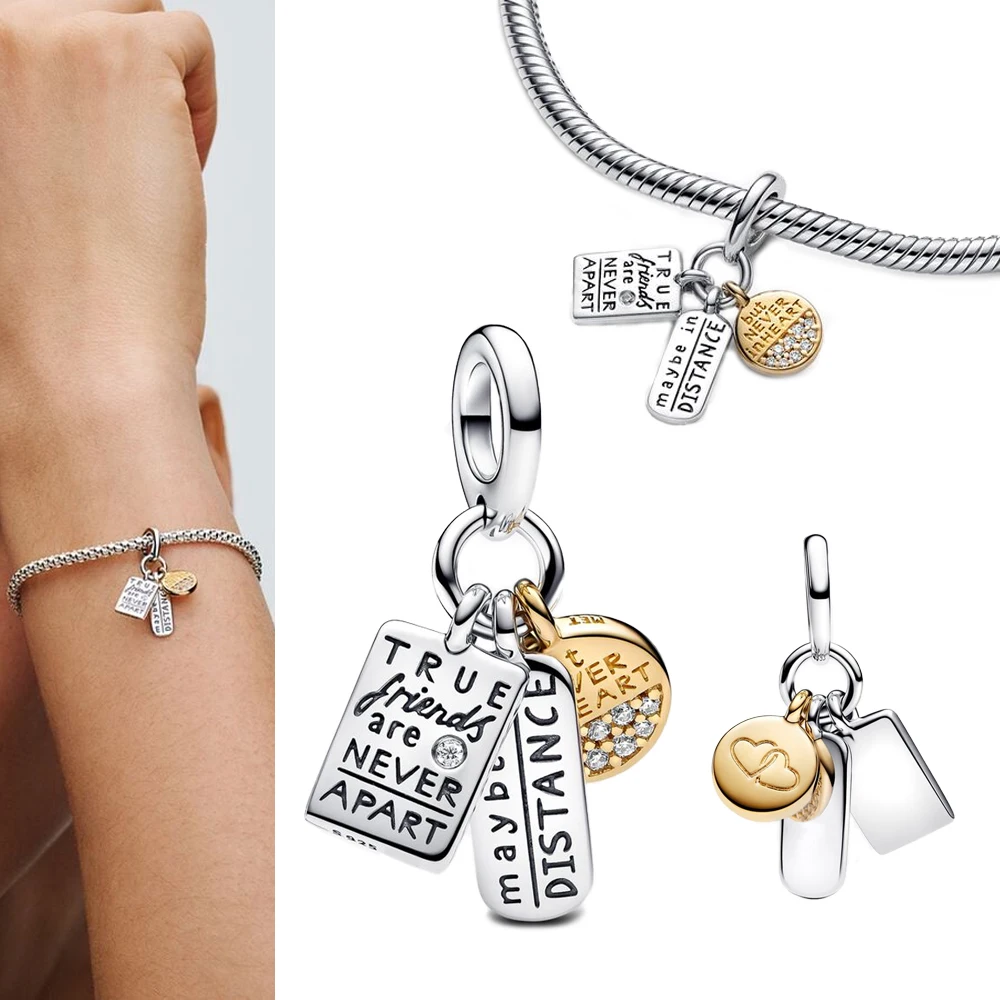 Nuovo argento sterling 925 amicizia opalescente doppio, avvocado e amicizia triplo pendente fascino adatto braccialetto di marca gioielli fai da te