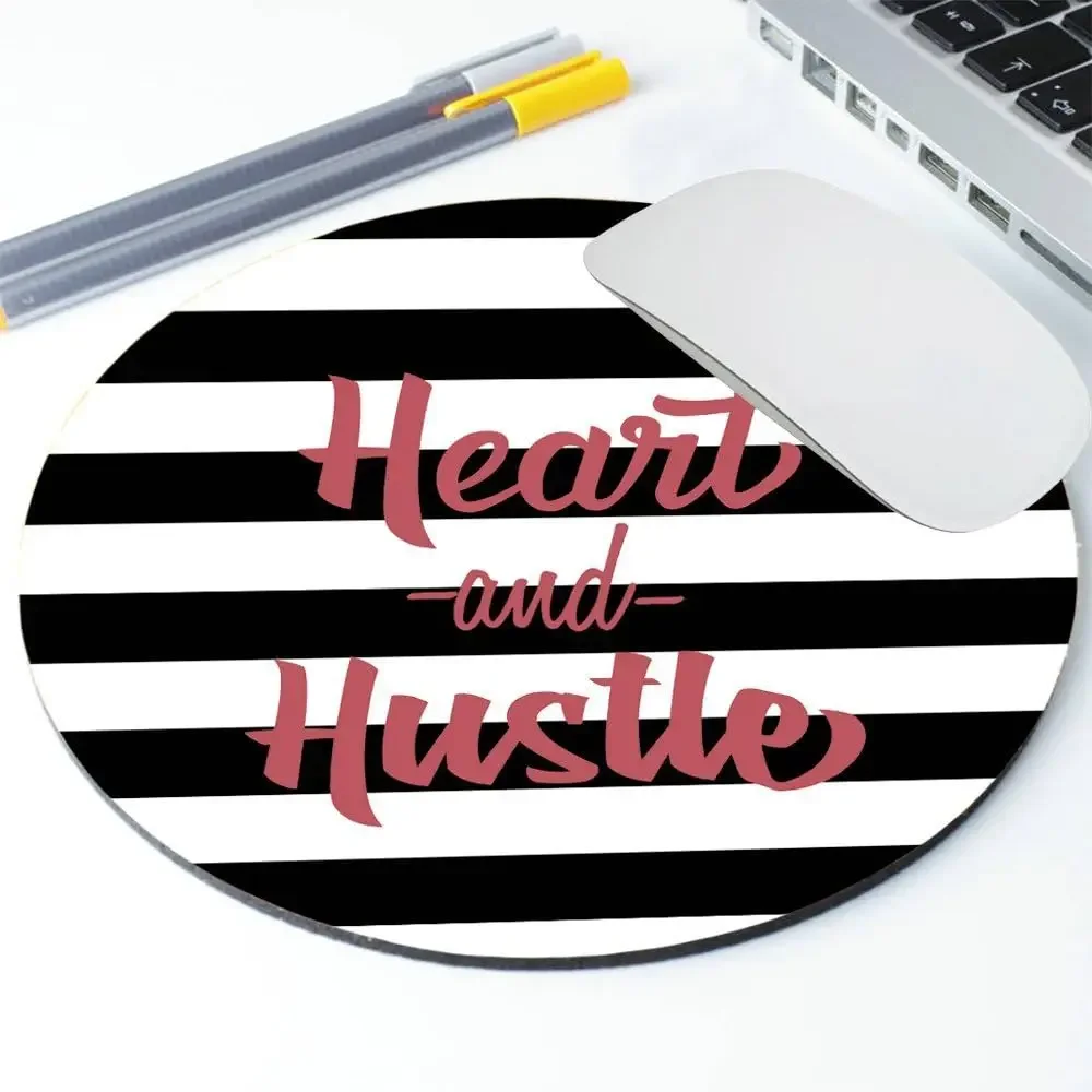 Mouse pad artisan Rectangular gaming mouse pingpi Whimsical Quote Mousepad Heart and Hustle - Round Mousepad Mat Personalized