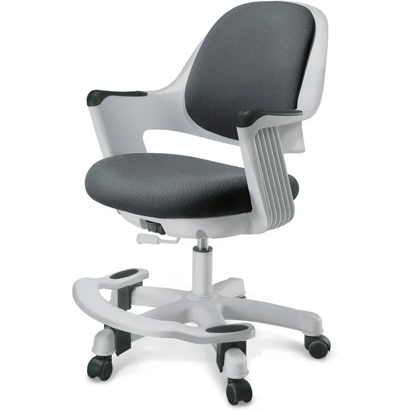 

Ergonomic Kids Desk Chair, Lumbar Support Study Desk Task Chair with Footrest, Height Adjustable Seat, Smooth Rolling Wheels