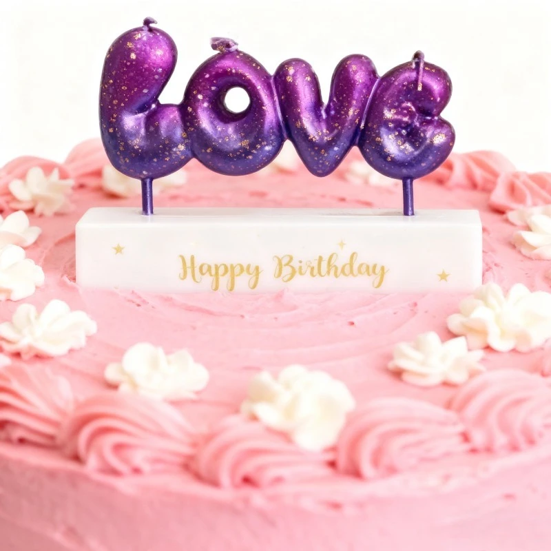 Pink Purple Candles Galaxy Star Sparkling Pink Birthday Candles Mermaid Color Letter Cake Decorations Happy Party Theme